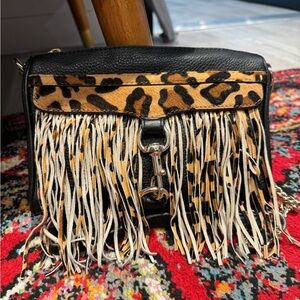 Rebecca Minkoff Leopard Fringe Crossbody purse